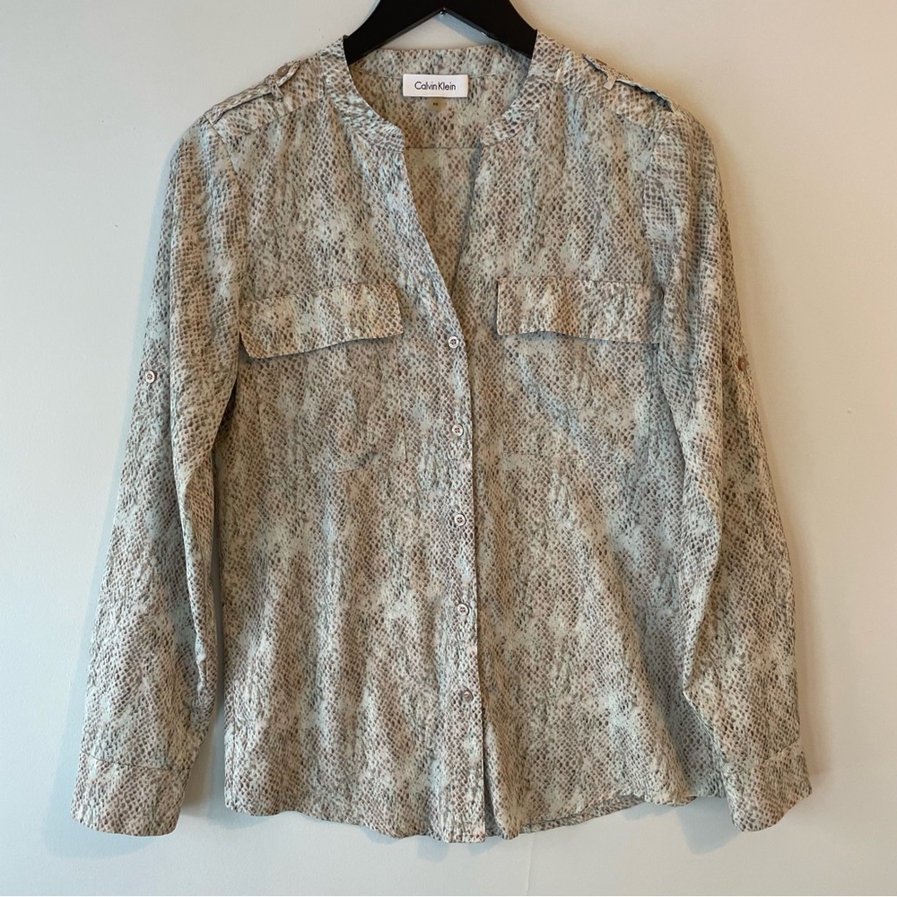 Calvin Klein Snakeskin Print Blouse - XS